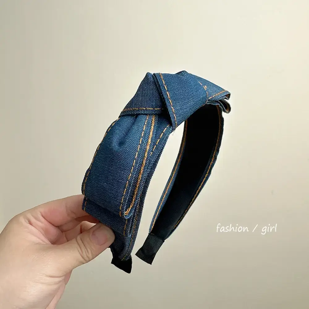 Blue Cranial Top Headband with Gold Chain Twist - Image 6