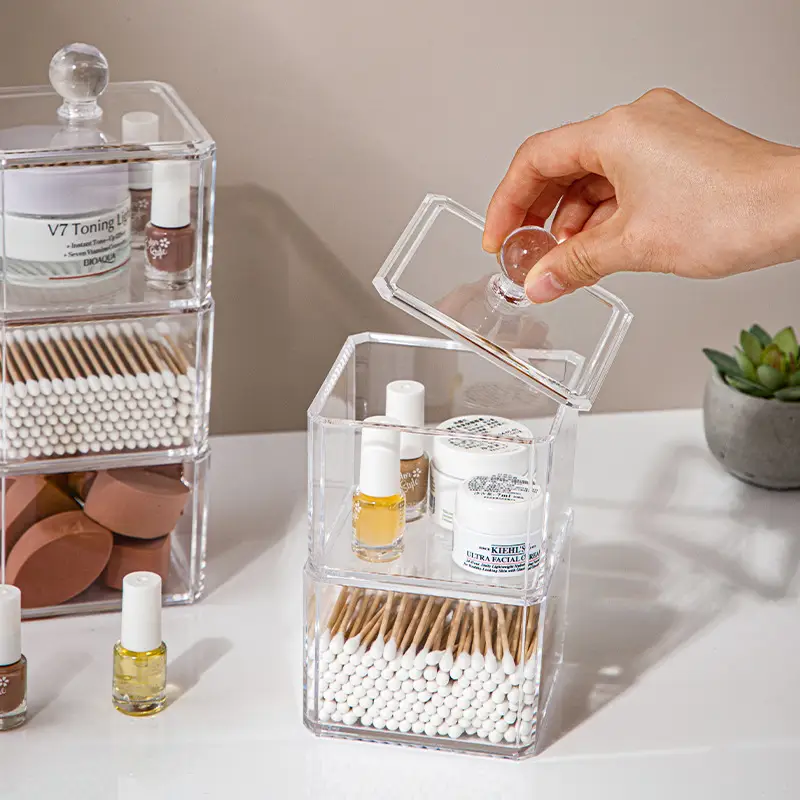 Transparent Cotton Swab & Makeup Remover Storage Box - Image 9
