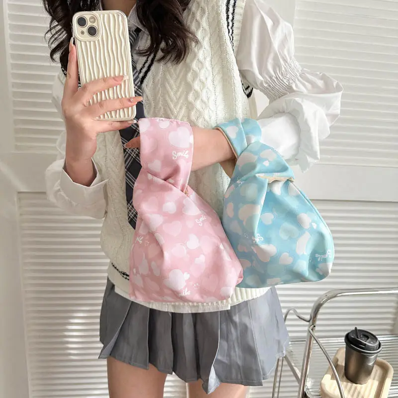 Pink Polka Dot Mini Knotted Phone Bag - Image 15