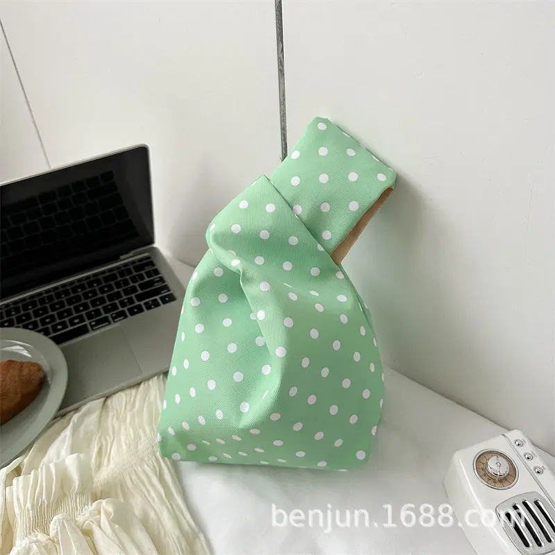 Pink Polka Dot Mini Knotted Phone Bag - Image 10