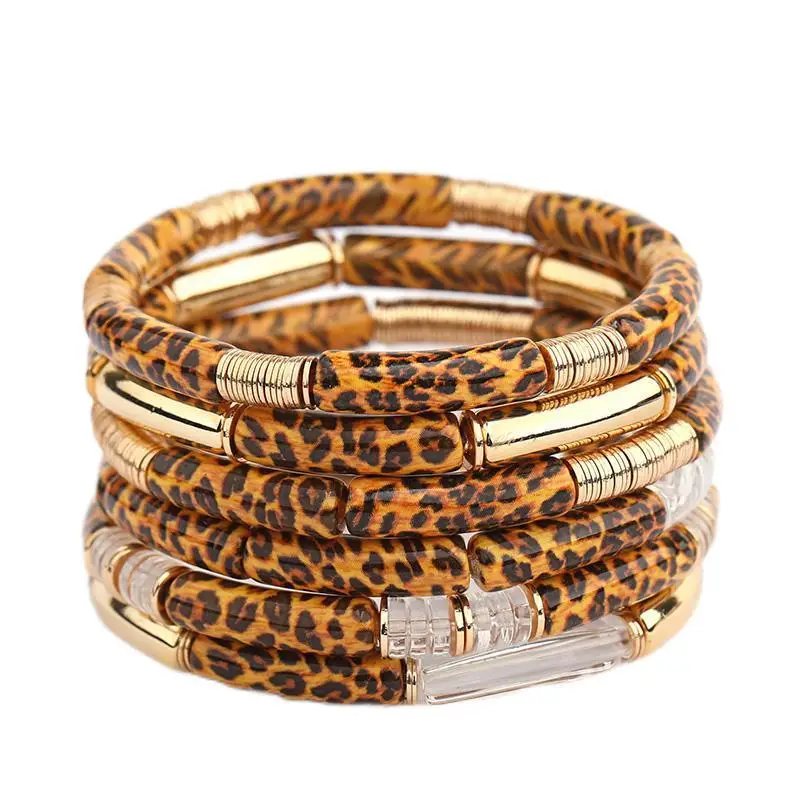 Leopard Print Acrylic Gold Bracelet for Women — feature 2