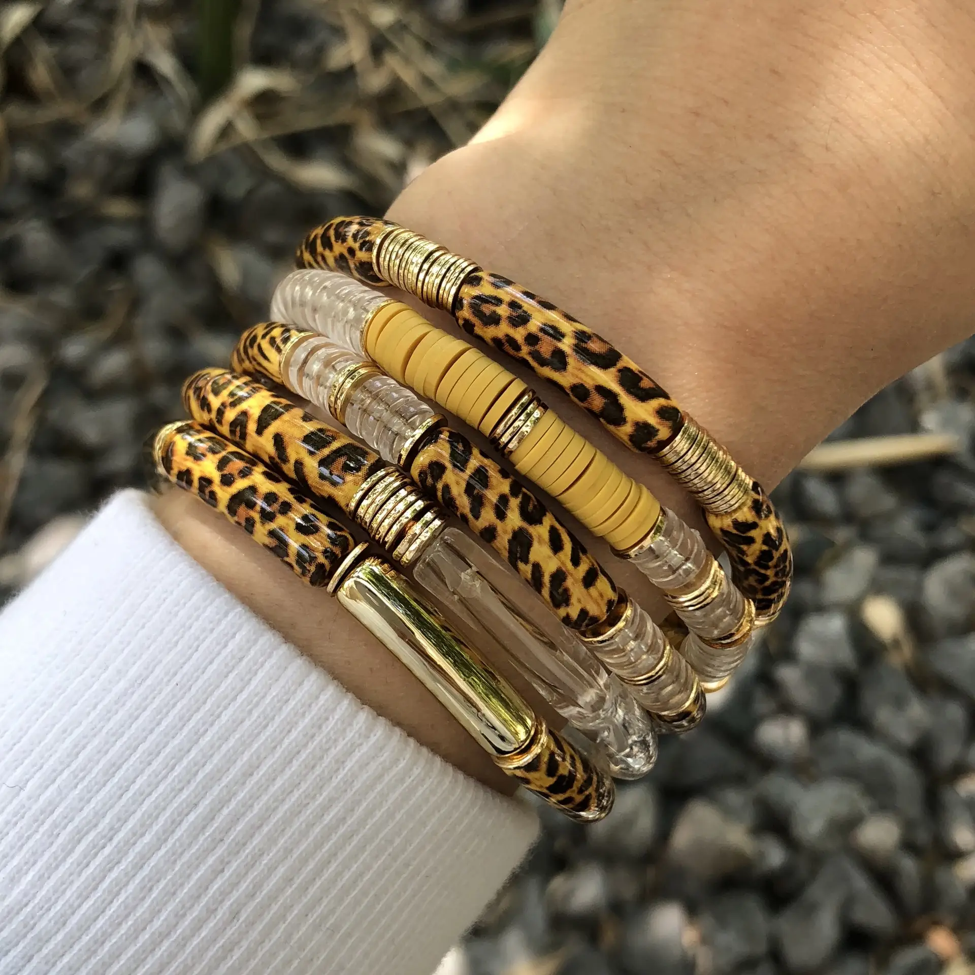 Leopard Print Acrylic Gold Bracelet for Women — feature 3