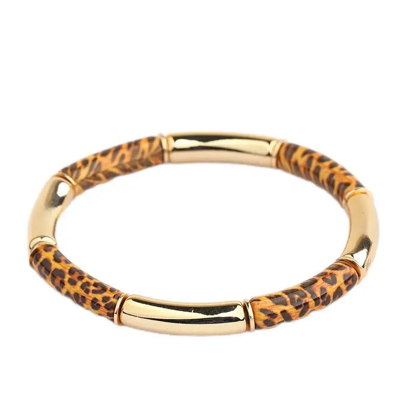 Leopard Print Acrylic Gold Bracelet for Women — feature 4