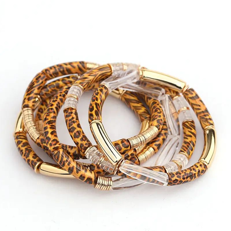 Leopard Print Acrylic Gold Bracelet for Women — feature 5