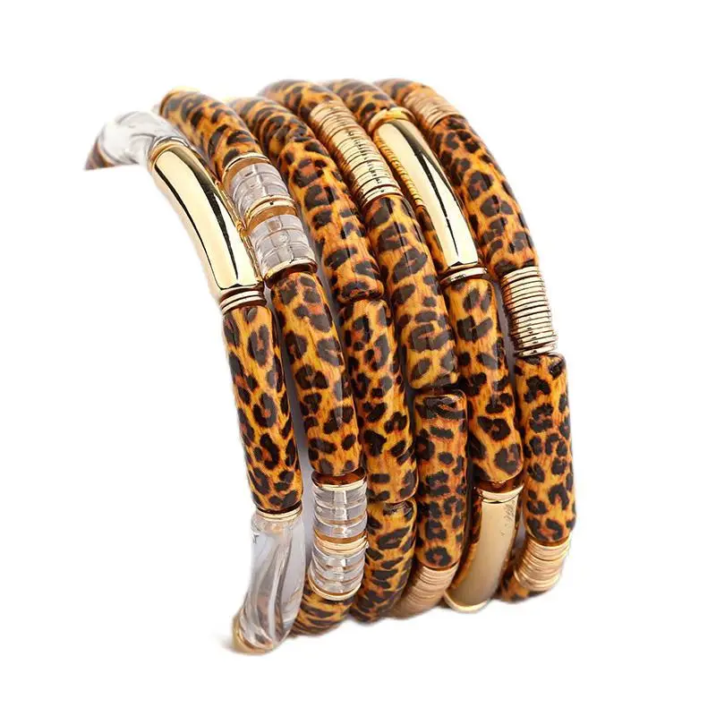 Leopard Print Acrylic Gold Bracelet for Women — feature 6