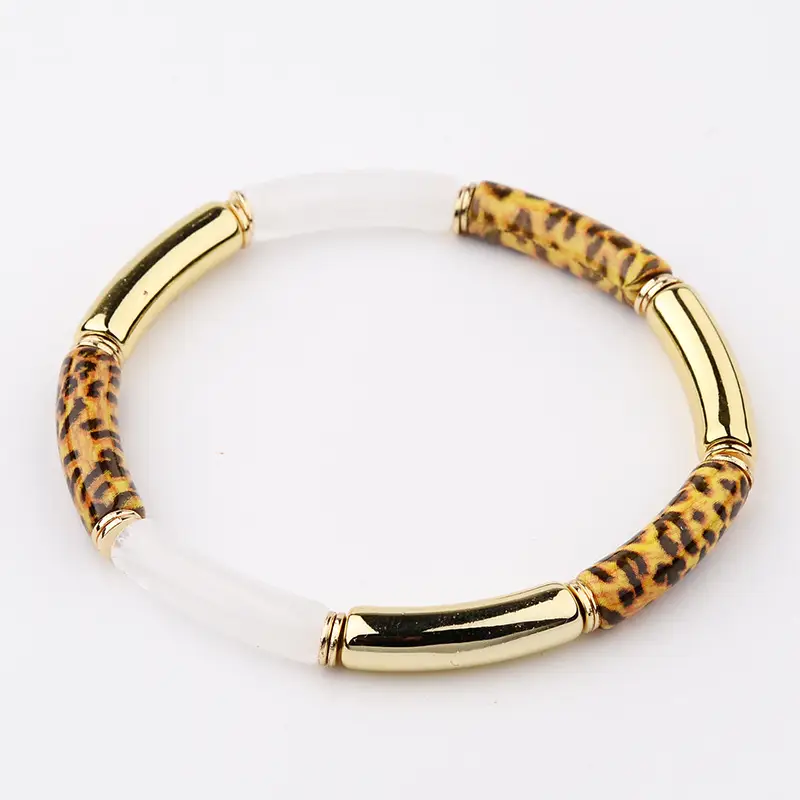 Leopard Print Acrylic Gold Bracelet for Women - Image 2