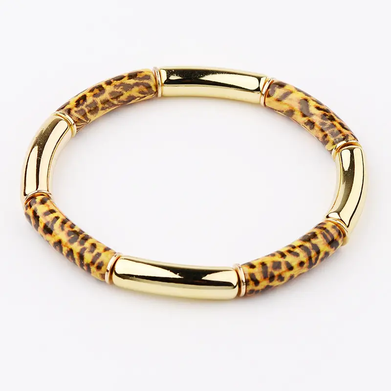 Leopard Print Acrylic Gold Bracelet for Women - Image 3