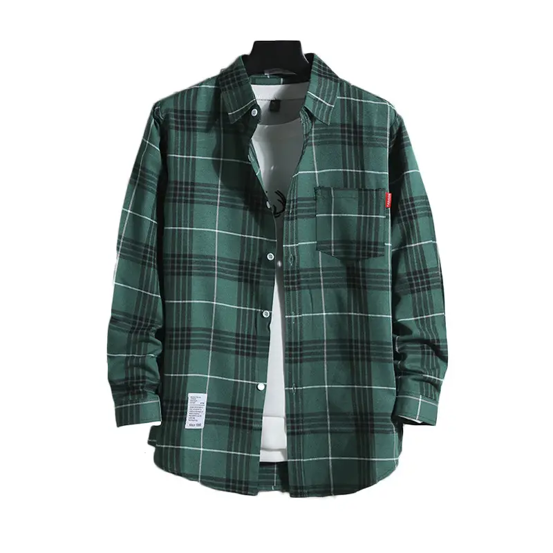 Men's Black White Checkered Long Sleeve Shirt Large