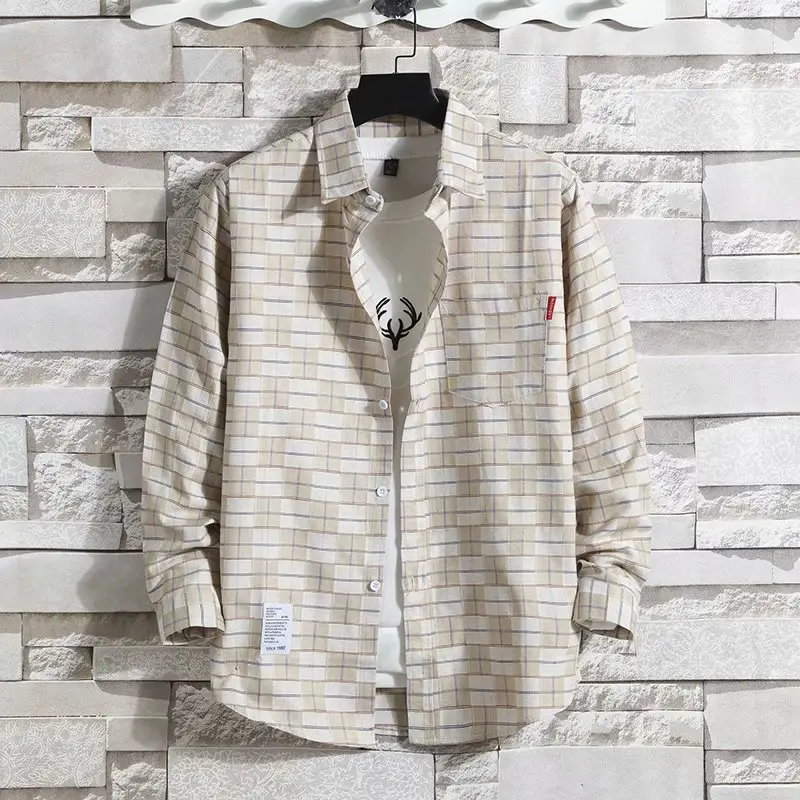 Men's Black White Checkered Long Sleeve Shirt Large