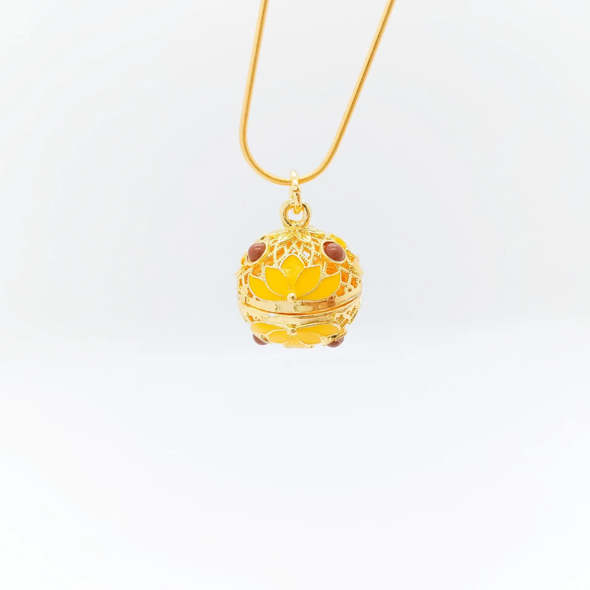 Golden Lotus Hollow Sachet Necklace with Color-Preserving Design - Image 11