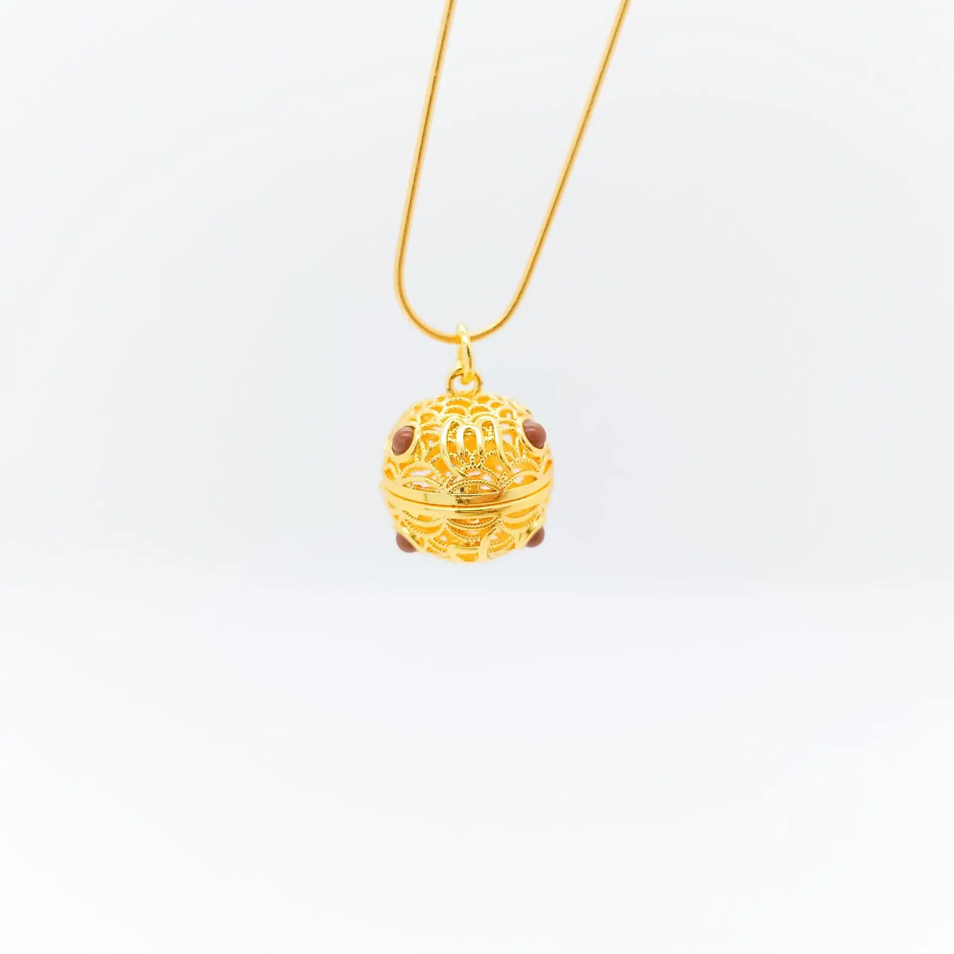 Golden Lotus Hollow Sachet Necklace with Color-Preserving Design - Image 21