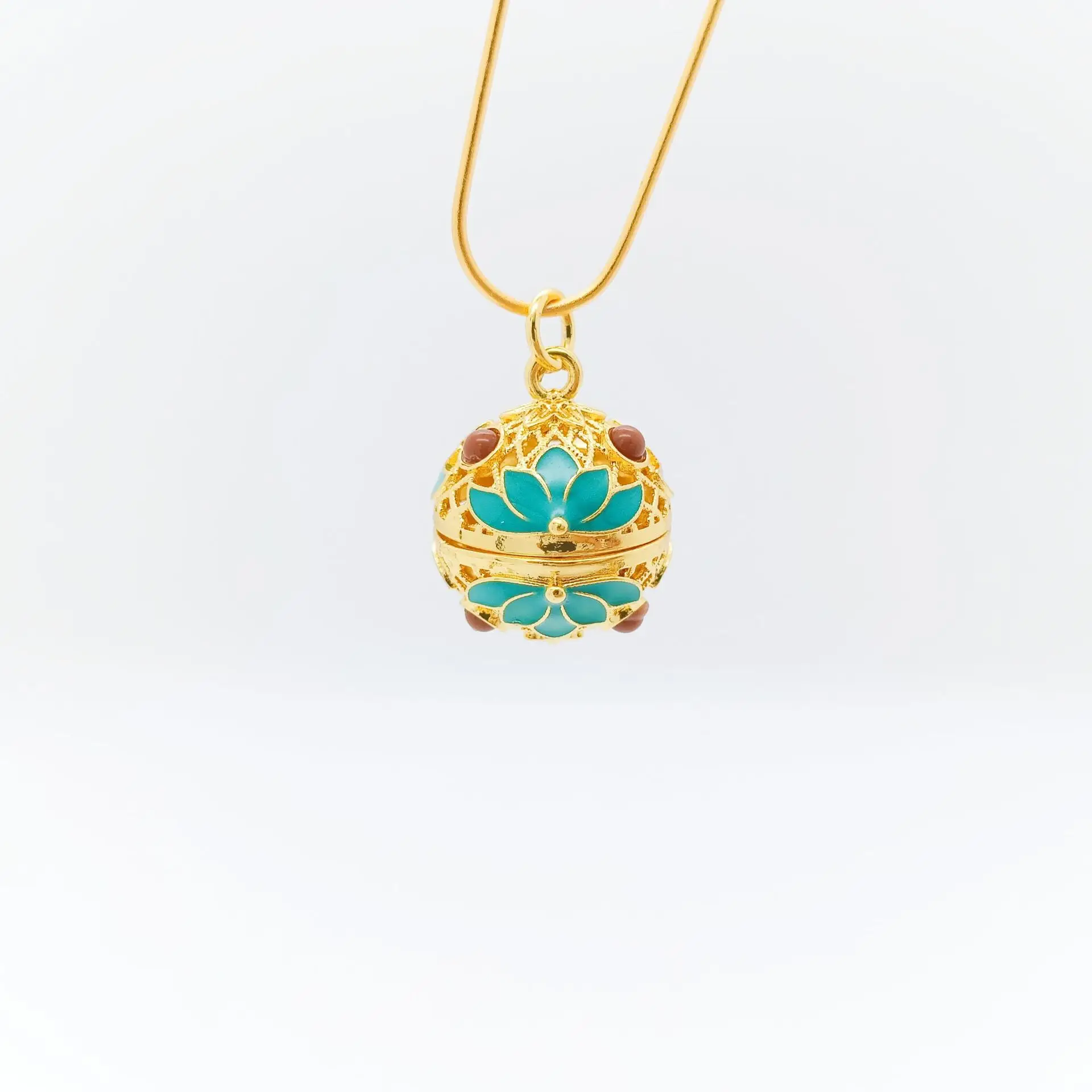 Golden Lotus Hollow Sachet Necklace with Color-Preserving Design - Image 7