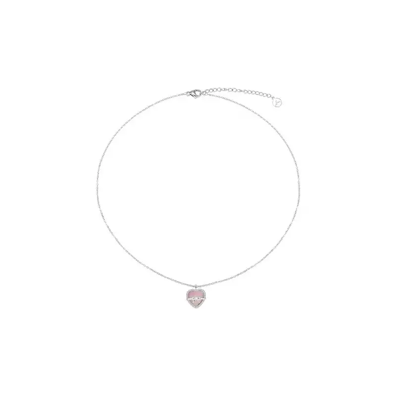 Women's Pink Love Titanium Necklace with Crystal Center - Image 6