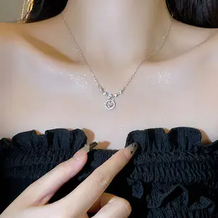 Women's Pink Love Titanium Necklace with Crystal Center — feature 3