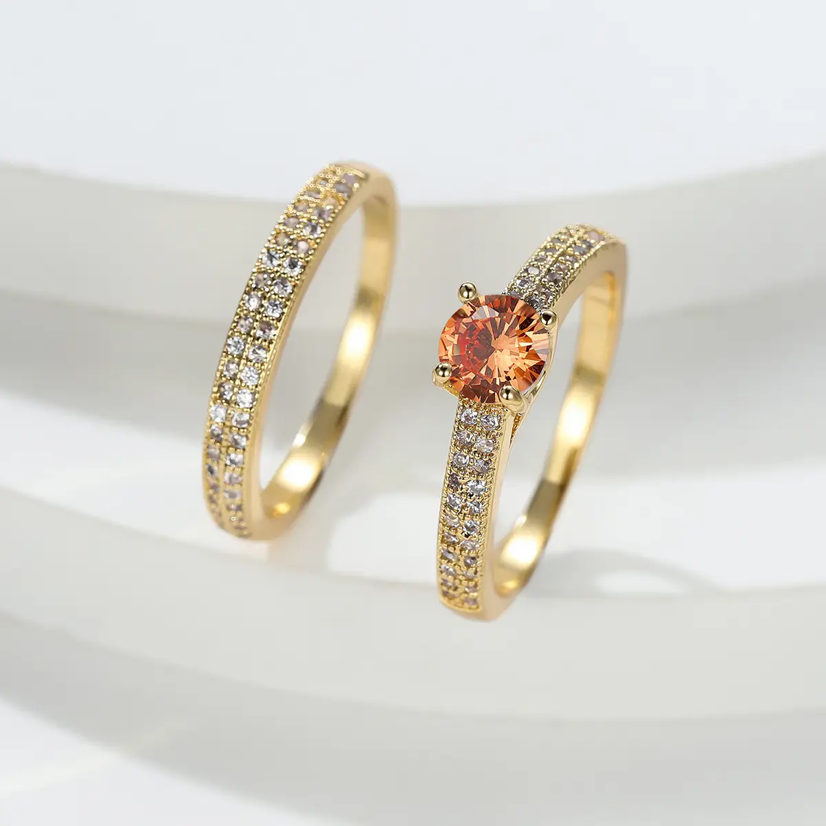 Cross-Country Jewellery Set Red Gemstone Diamond Stacked Ring - Image 11