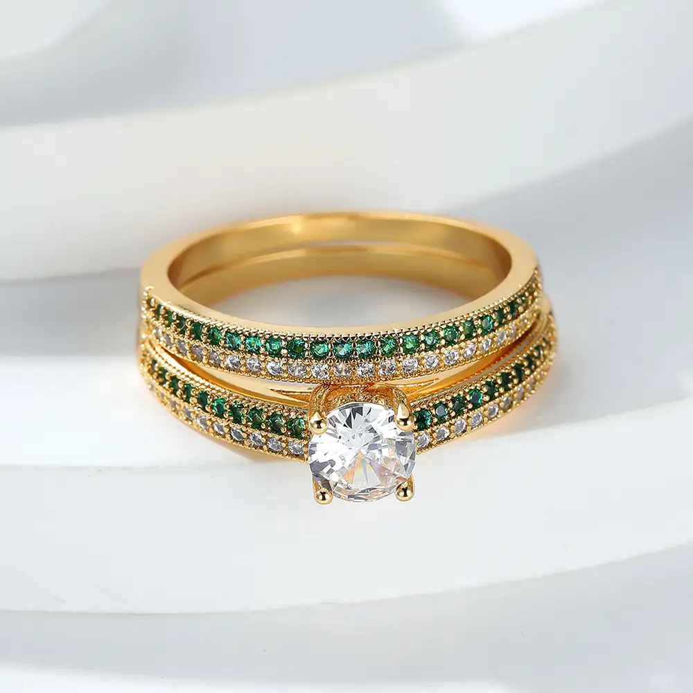 Cross-Country Jewellery Set Red Gemstone Diamond Stacked Ring - Image 13