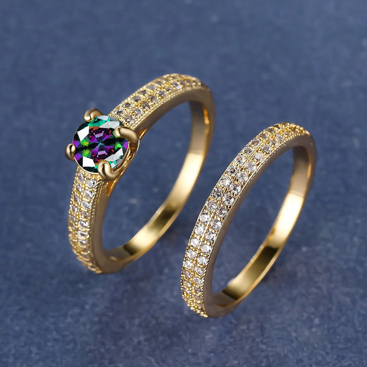 Cross-Country Jewellery Set Red Gemstone Diamond Stacked Ring - Image 14