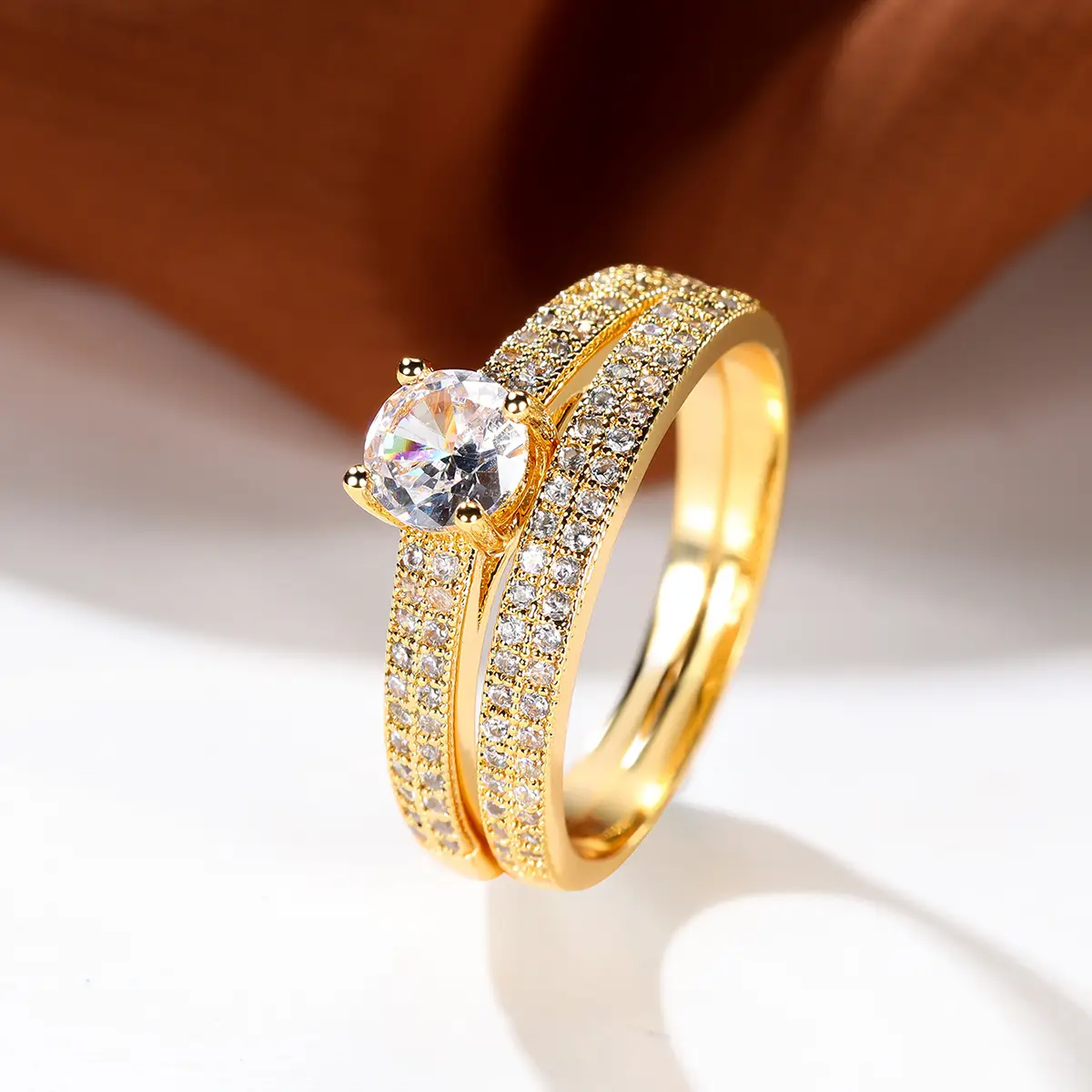 Cross-Country Jewellery Set Red Gemstone Diamond Stacked Ring — feature 2