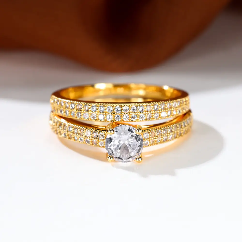 Cross-Country Jewellery Set Red Gemstone Diamond Stacked Ring - Image 5