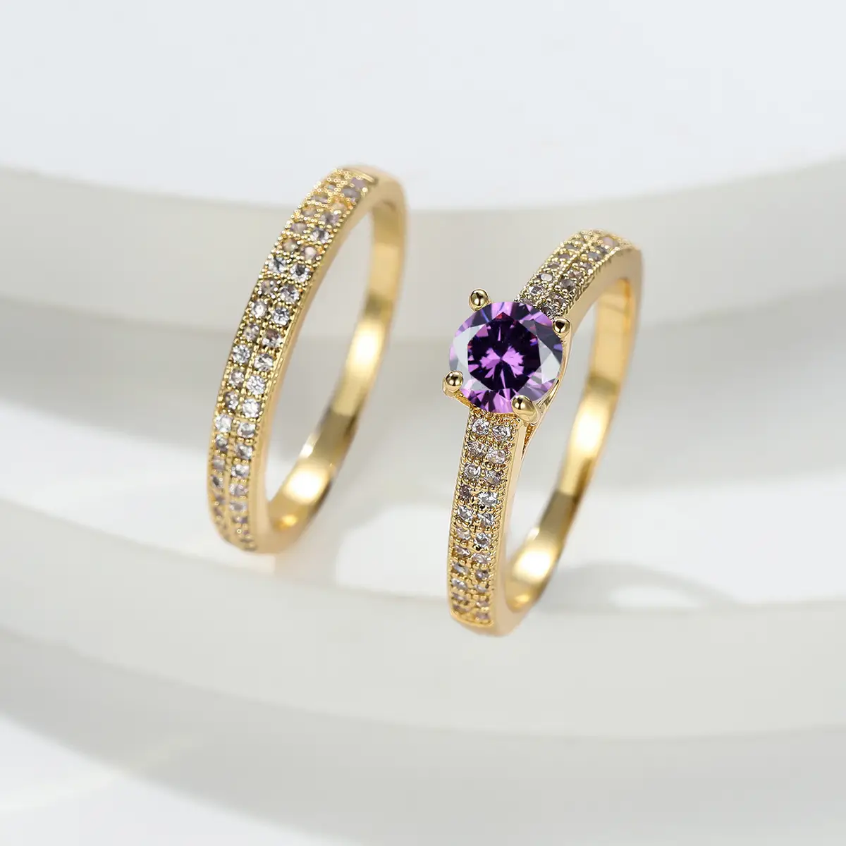Cross-Country Jewellery Set Red Gemstone Diamond Stacked Ring - Image 6
