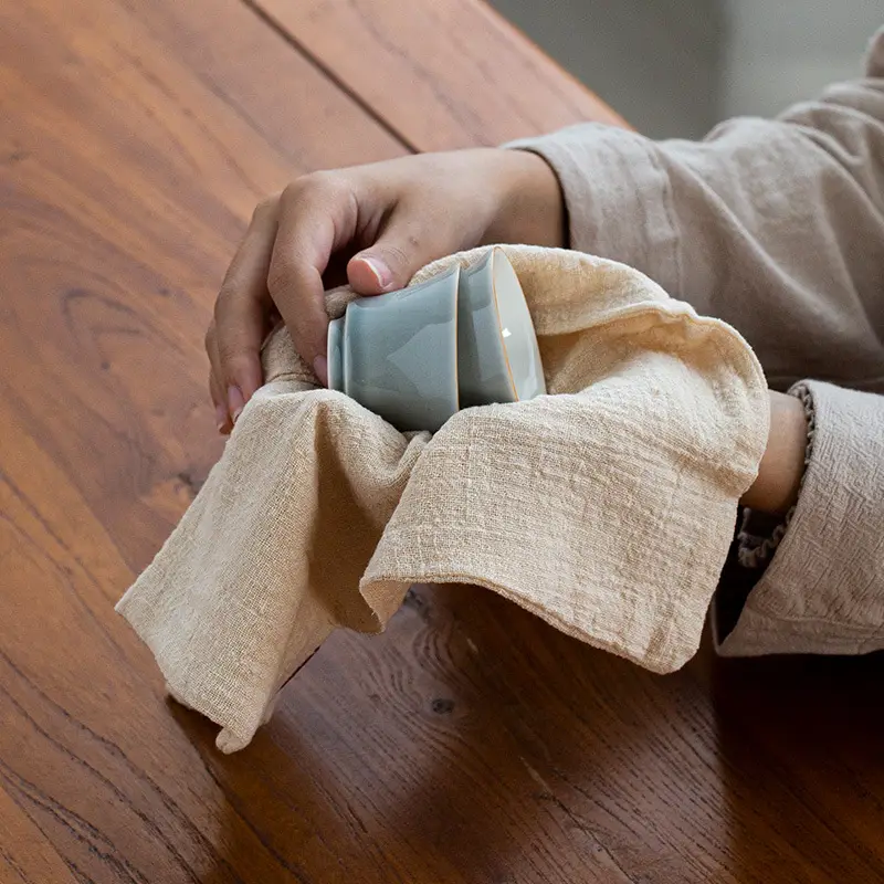 Japanese Cotton Linen Tea Towel Thick Absorbent Zen Tablecloth - Image 12