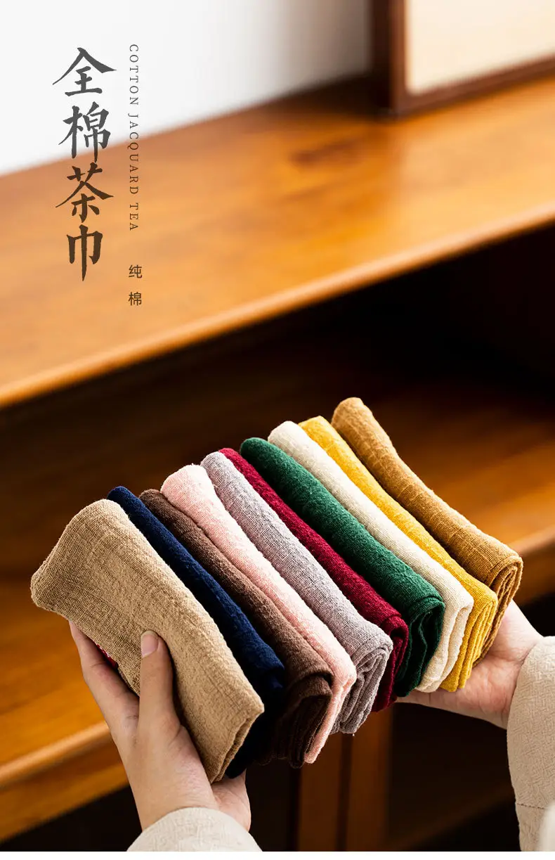 Japanese Cotton Linen Tea Towel Thick Absorbent Zen Tablecloth — feature 1