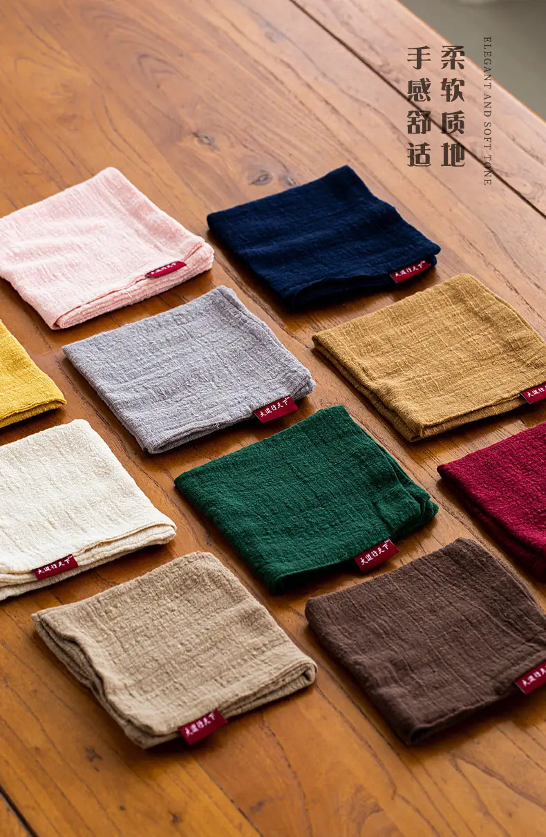 Japanese Cotton Linen Tea Towel Thick Absorbent Zen Tablecloth — feature 10