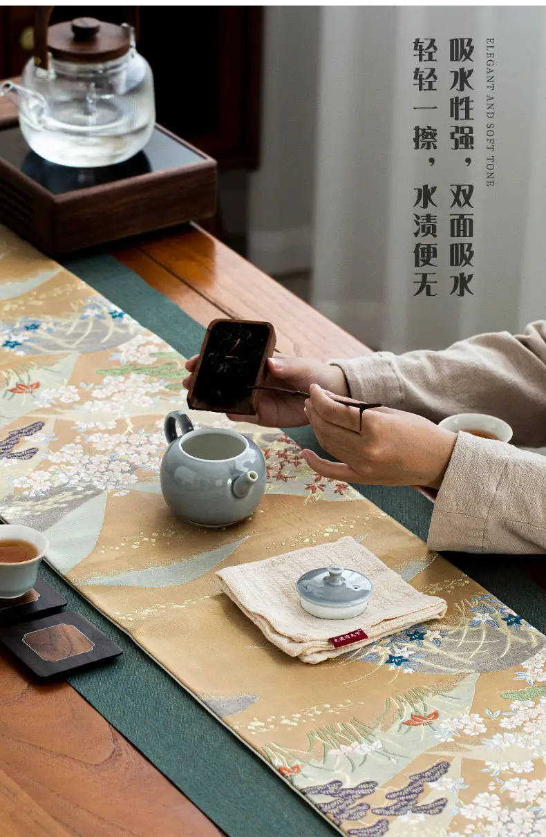 Japanese Cotton Linen Tea Towel Thick Absorbent Zen Tablecloth — feature 11