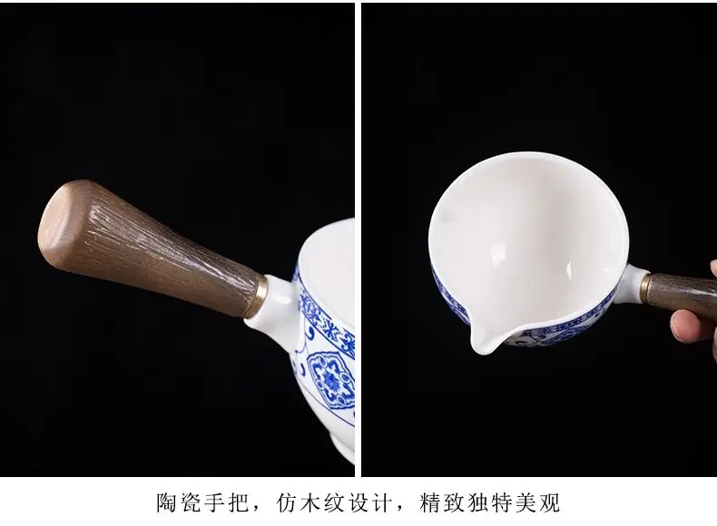 Blue Floral Travel Tea Set with Wooden Handle — feature 12