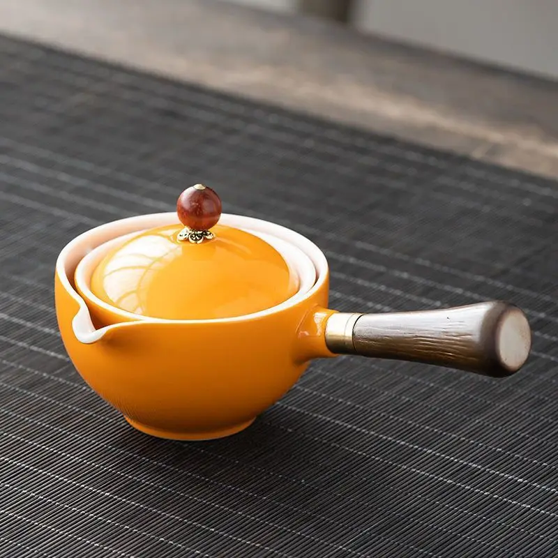 Blue Floral Travel Tea Set with Wooden Handle - Image 13