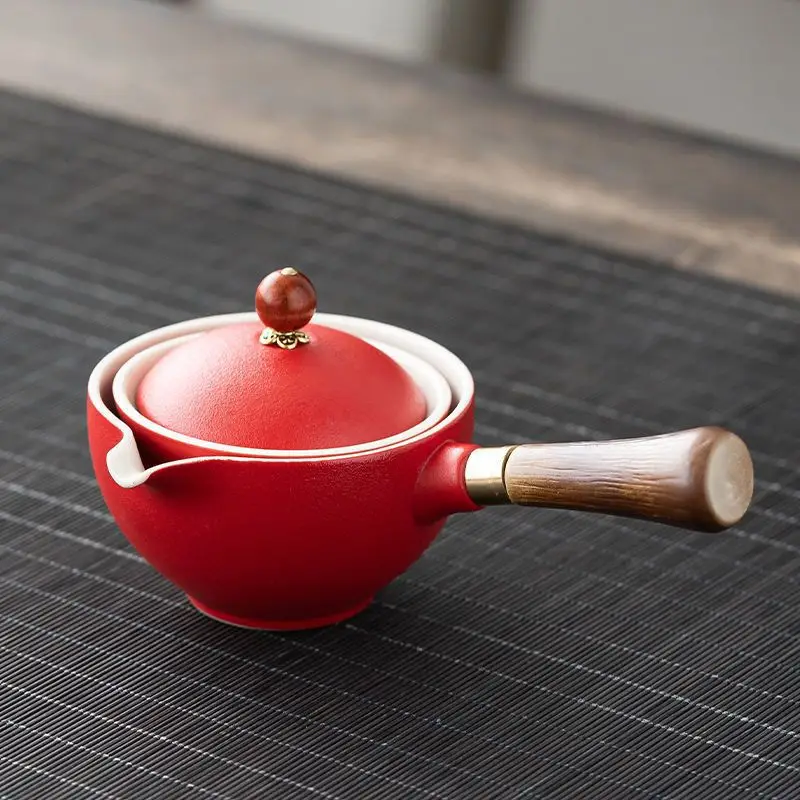 Blue Floral Travel Tea Set with Wooden Handle - Image 14