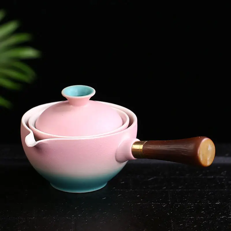 Blue Floral Travel Tea Set with Wooden Handle - Image 18