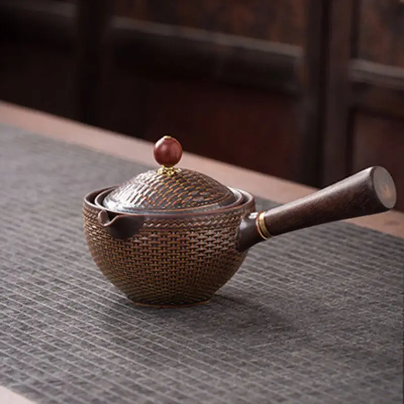 Blue Floral Travel Tea Set with Wooden Handle - Image 20