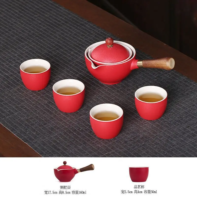 Blue Floral Travel Tea Set with Wooden Handle - Image 34