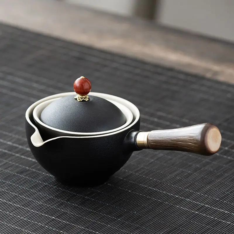 Blue Floral Travel Tea Set with Wooden Handle - Image 8