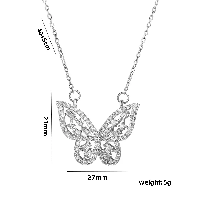 Hollow Butterfly Necklace with Zircon Micro-Imlaid Gold Chain - Image 2