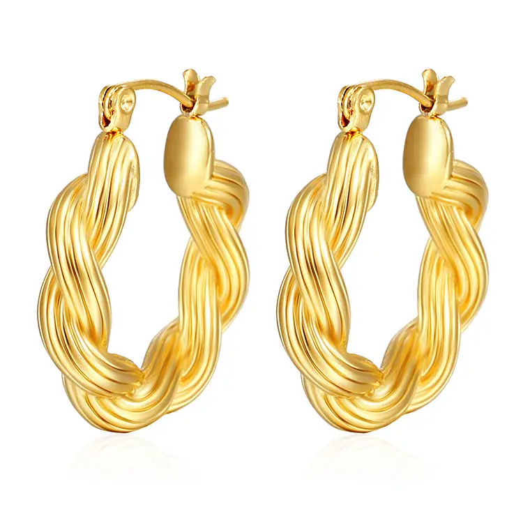 18K Gold Twist Earrings European American Style - Image 6