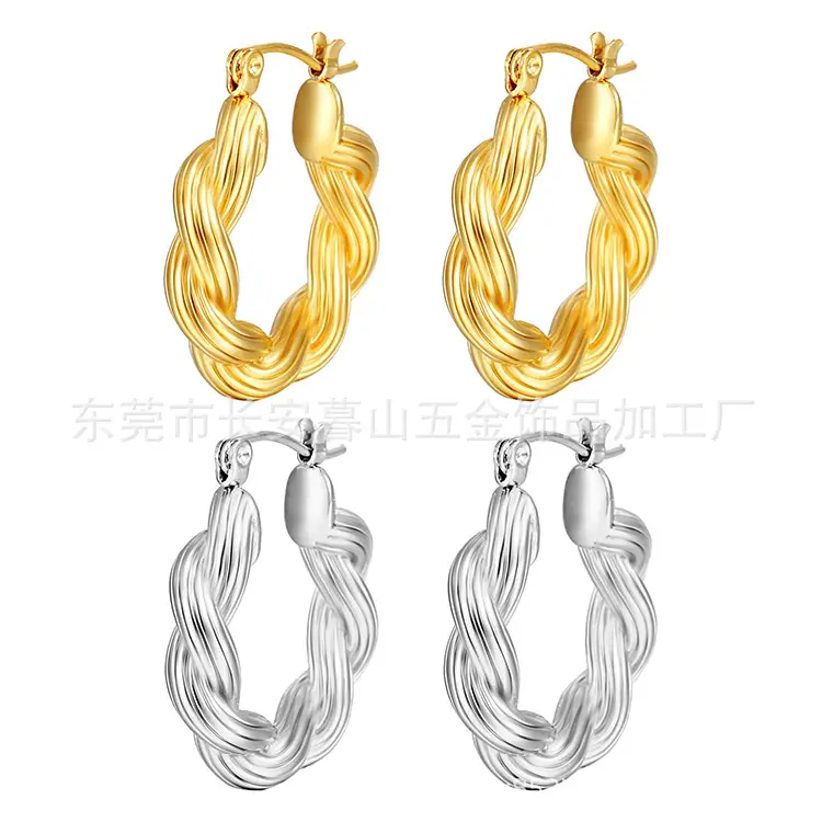 18K Gold Twist Earrings European American Style — feature 20
