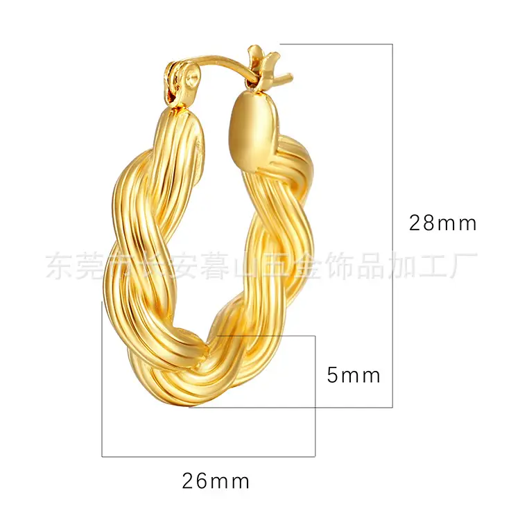18K Gold Twist Earrings European American Style — feature 21