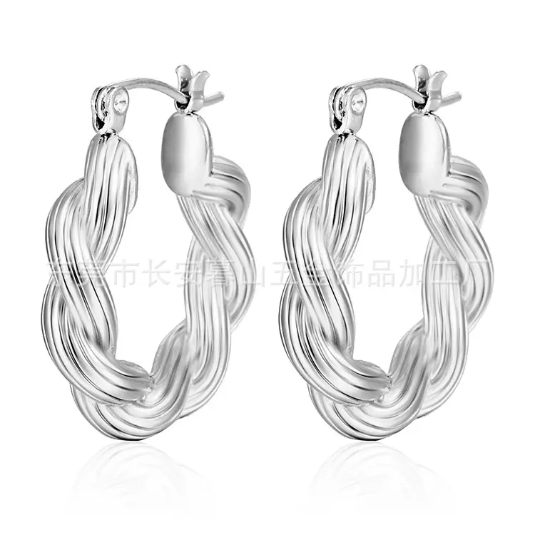 18K Gold Twist Earrings European American Style - Image 2