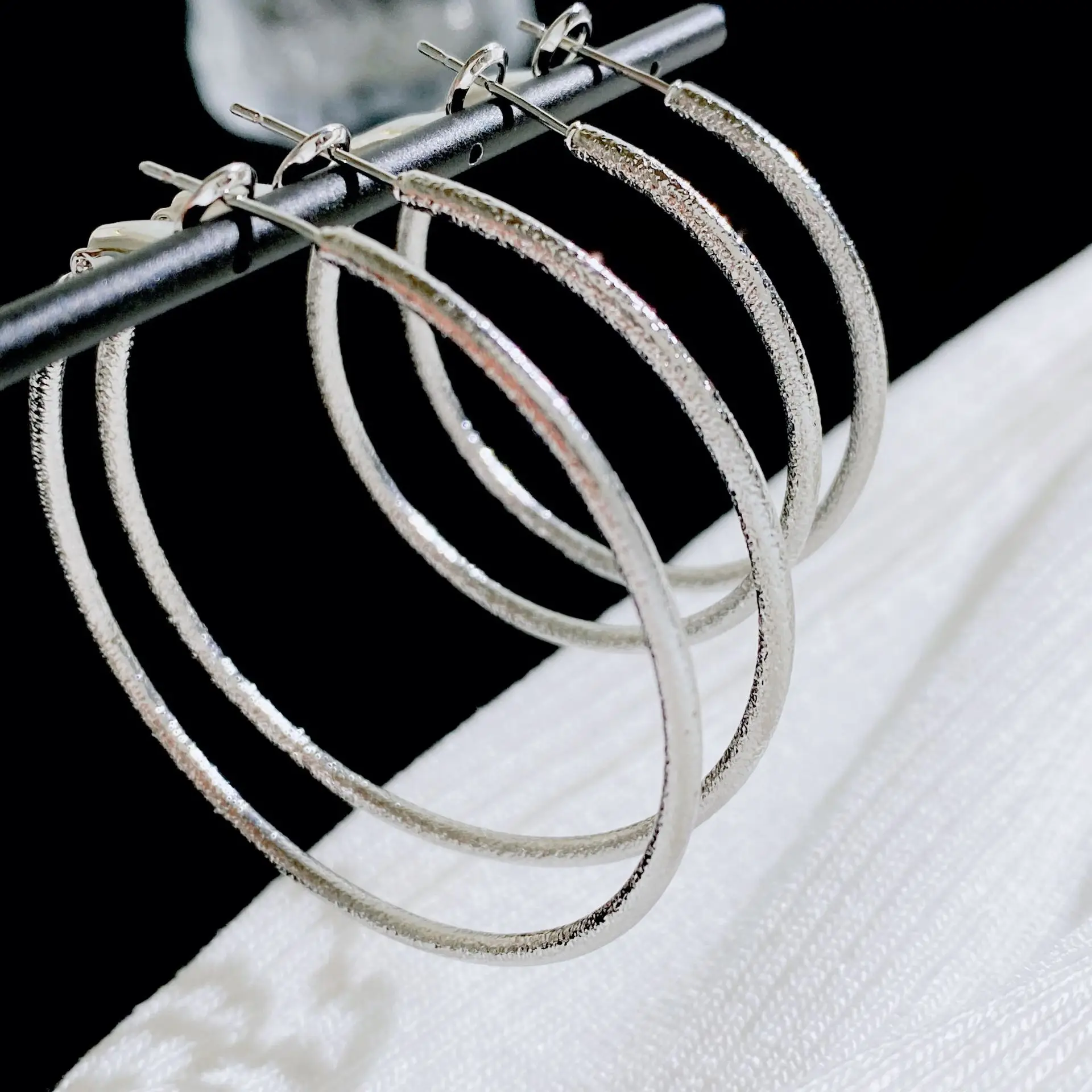 Frosted Cold Wind Big Circle Earrings Women - Image 5