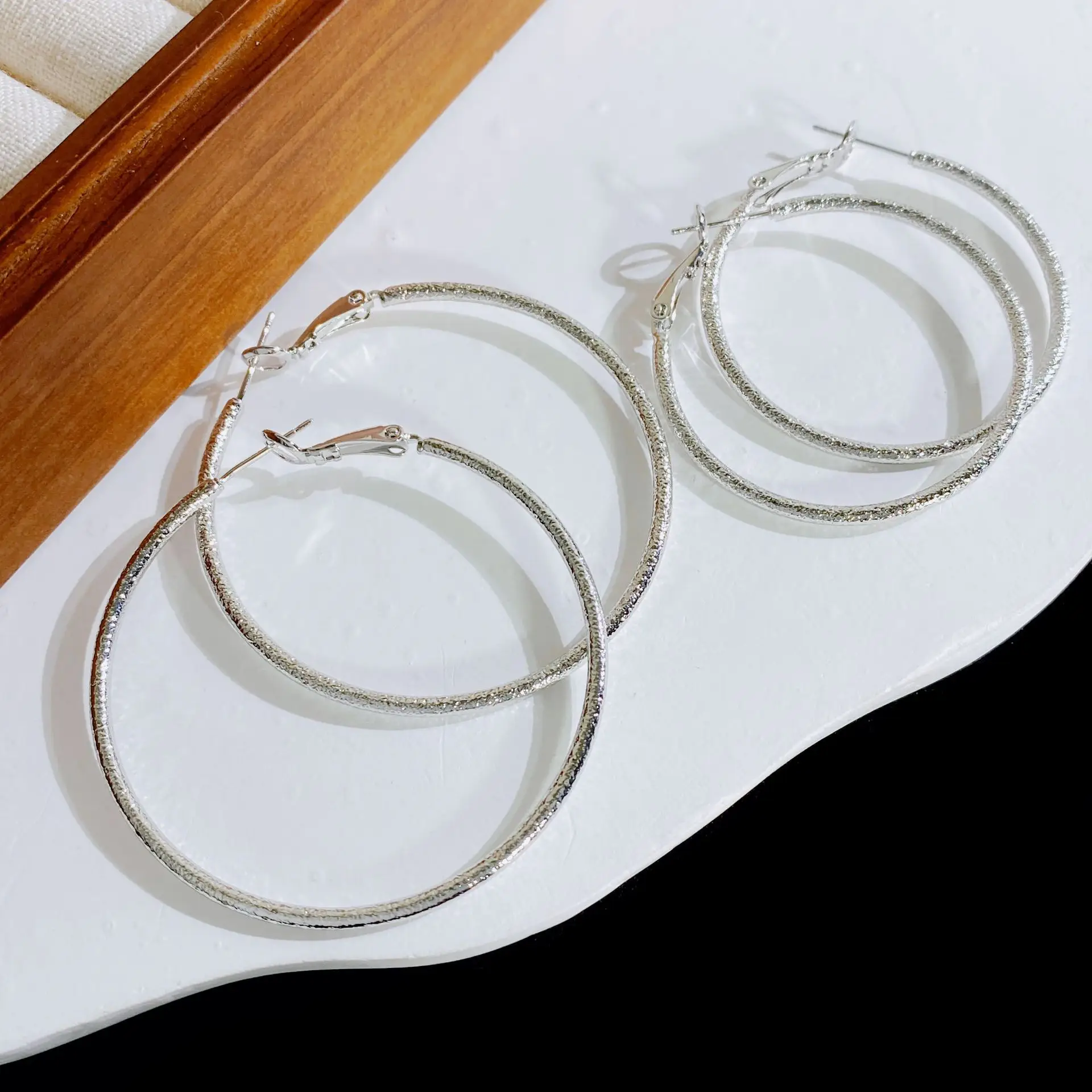 Frosted Cold Wind Big Circle Earrings Women - Image 6