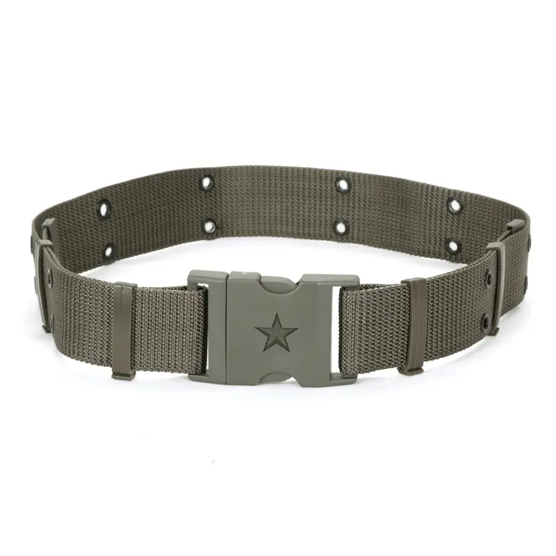 Military Training Belt with Star Buckle Olive Green