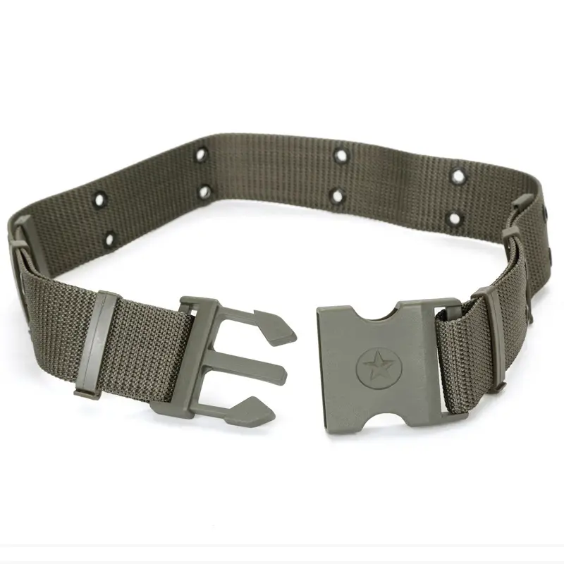 Military Training Belt with Star Buckle Olive Green