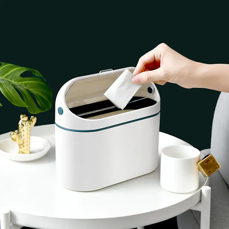 Super Mini Coffee Table Trash Can with Lid - Image 4