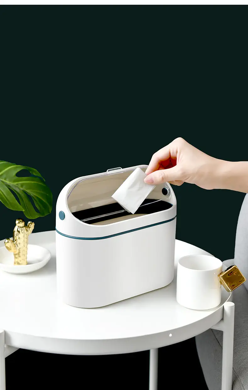 Super Mini Coffee Table Trash Can with Lid — feature 13