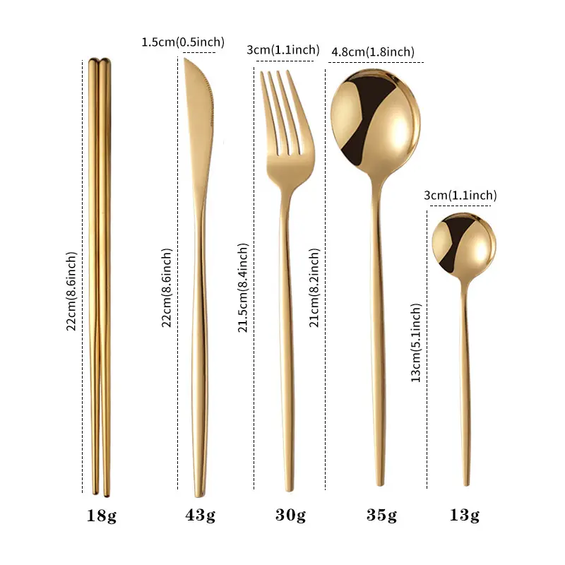 24-Piece Stainless Steel Gold Black Tableware Set