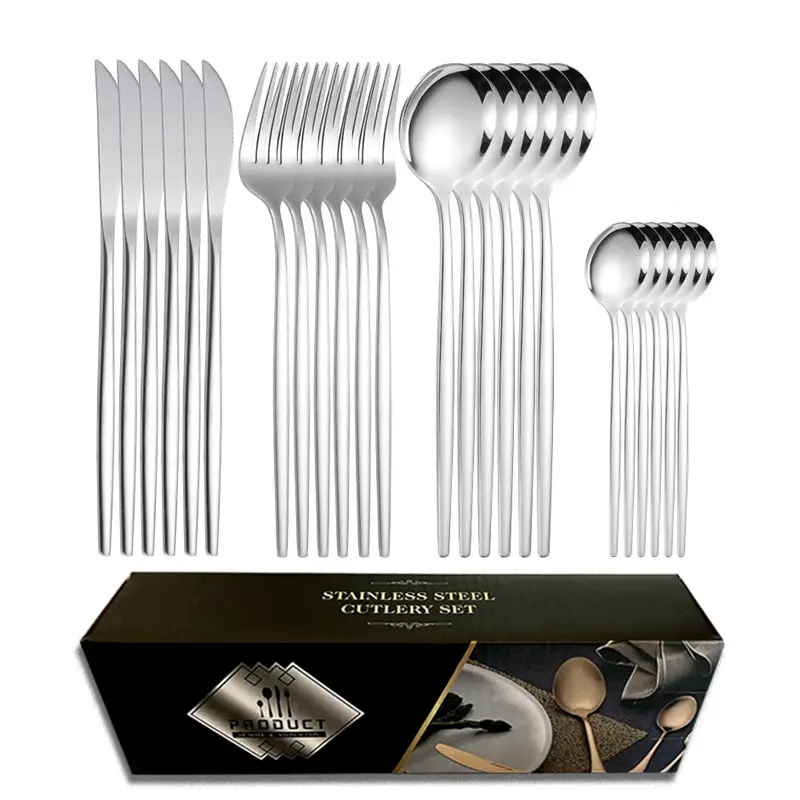 Silver silver [24pcs] (knife, fork, spoon, teaspoon * 6)