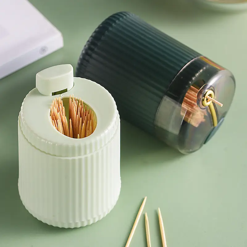 Portable Toothpick Holder Light Green Press-Type - Image 8