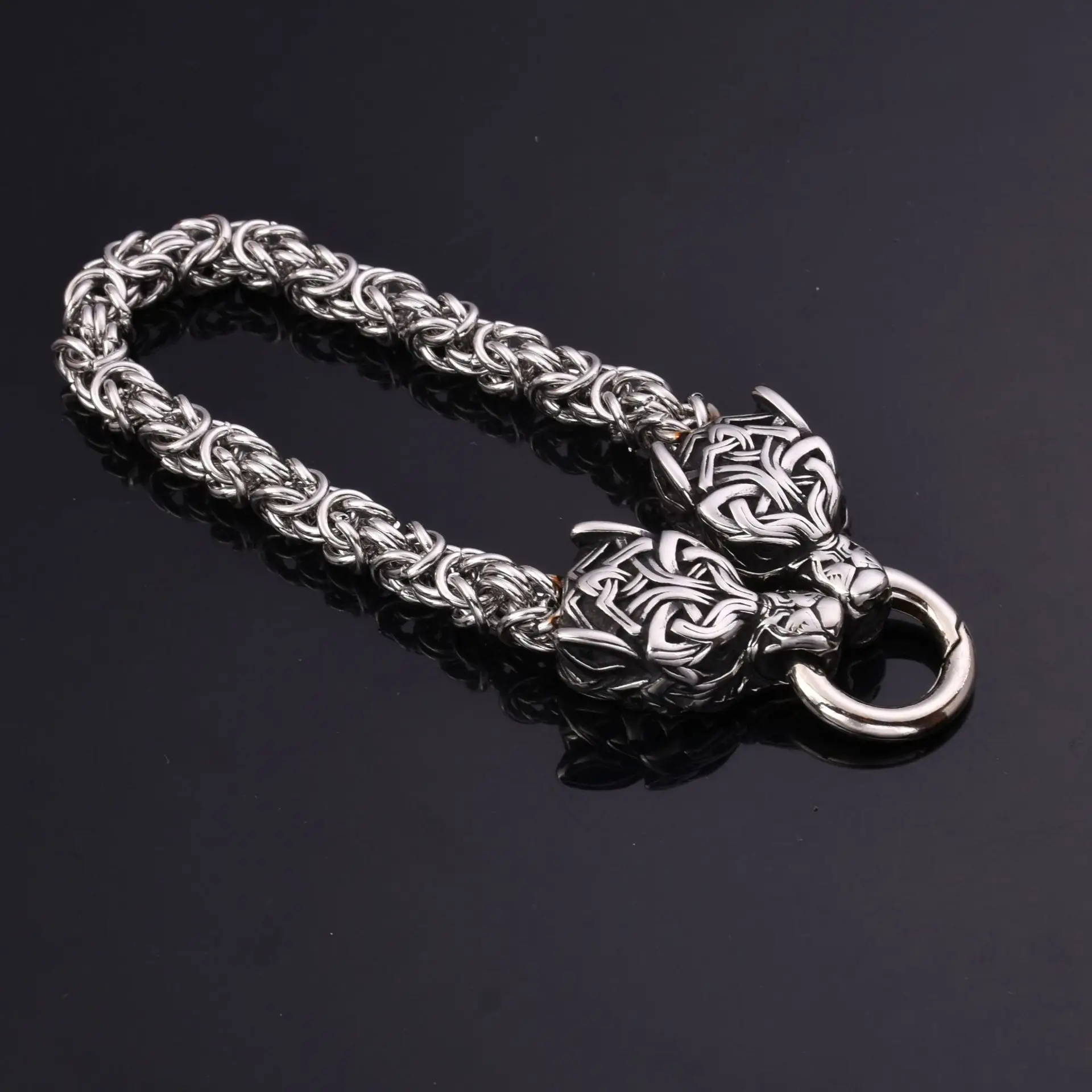 Stainless Steel Wolf Head Bracelet for Men - Image 4